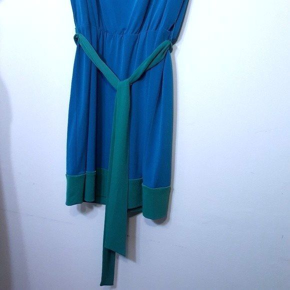 laundry by design blue green mini dress m colorblock mod summer dress - Picture 5 of 7